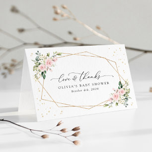 Carte De Remerciements Fleurs roses, Fleurs blanches, Verdure, Baby showe