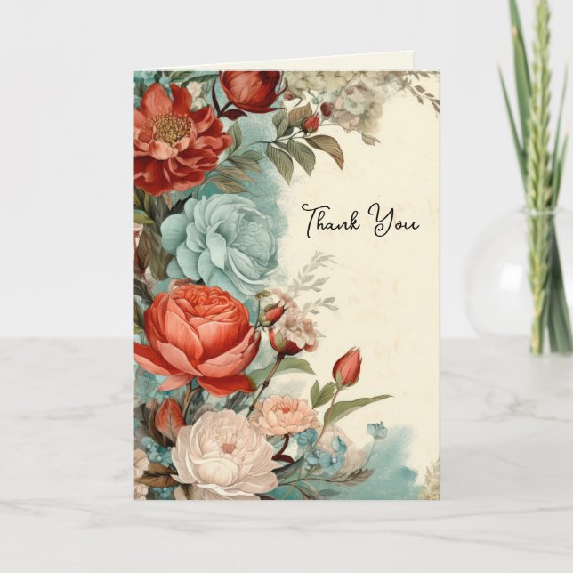Carte De Remerciements Fleurs roses florales (Devant)