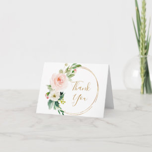 Carte De Remerciements Fleurs Roses Fluides Verdure Floral