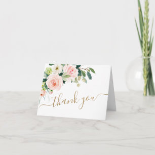 Carte De Remerciements Fleurs Roses Fluides Verdure Floral
