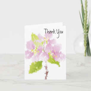 Carte De Remerciements Fleurs roses peintes