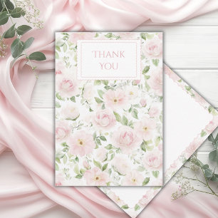 Carte De Remerciements Fleurs roses personnalisées vintage 