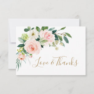 Carte De Remerciements Fleurs Roses Rouges Aquarelle Mariage Ca