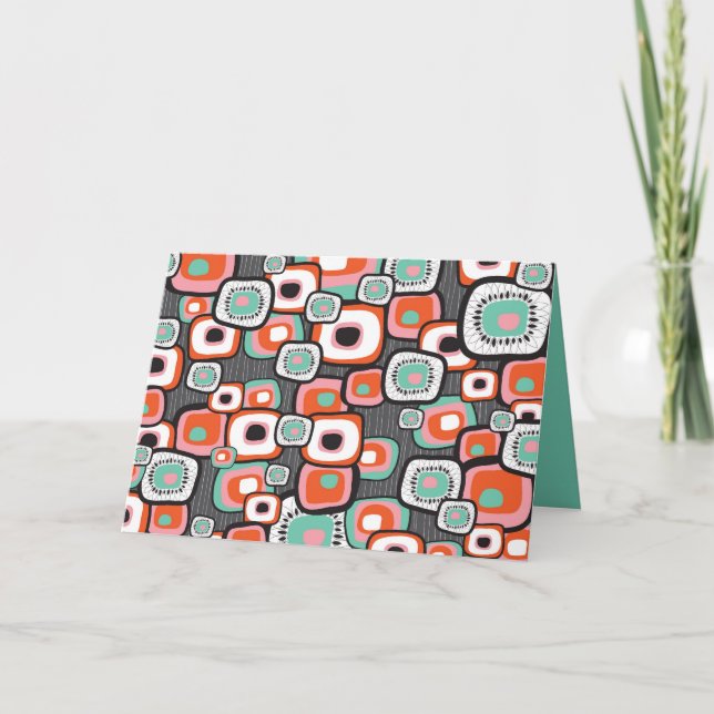 Carte De Remerciements Fleurs roses Sushi rétro Motif Carré unique (Devant)