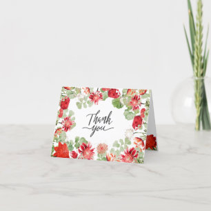 Carte De Remerciements Fleurs rouges classiques