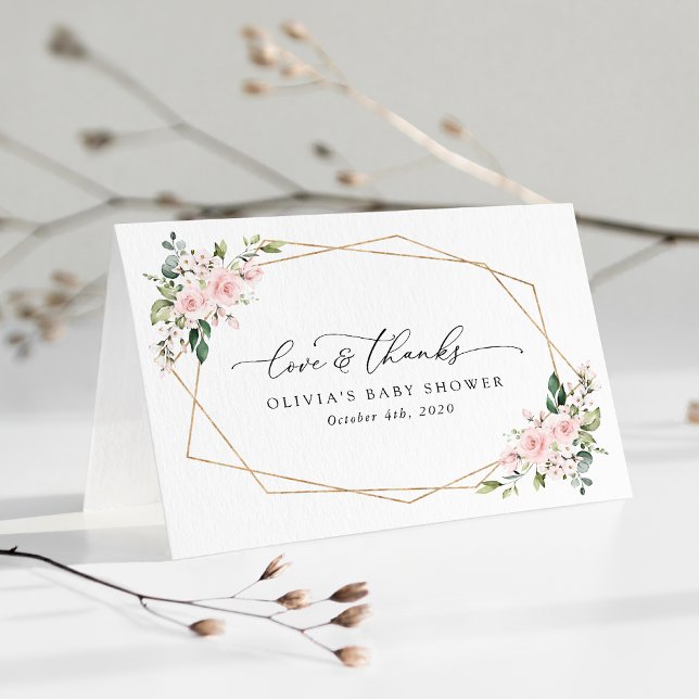 Carte De Remerciements Fleurs Rouges, Fleurs Roses, Boho, Baby shower (Créateur téléchargé)