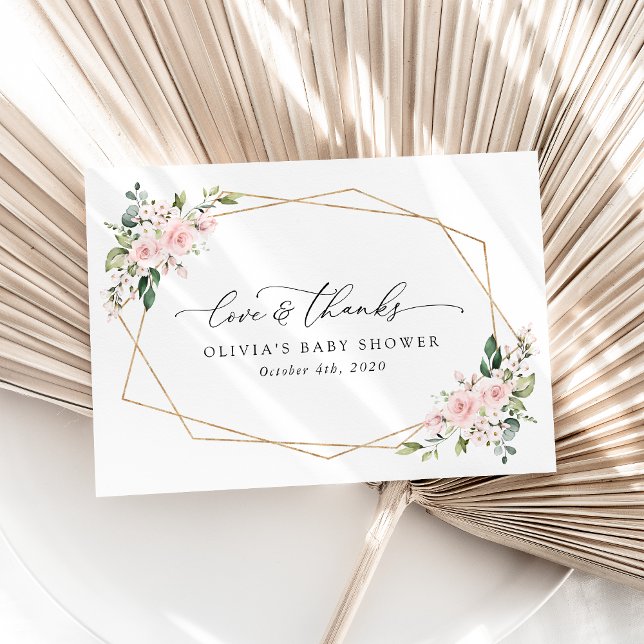 Carte De Remerciements Fleurs Rouges, Fleurs Roses, Boho, Baby shower (Créateur téléchargé)