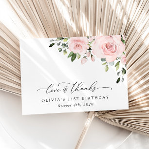 Carte De Remerciements Fleurs Rouges, Fleurs Roses, Verdure, Anniversaire