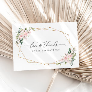 Carte De Remerciements Fleurs Rouges, Fleurs Roses, Verdure, Mariage