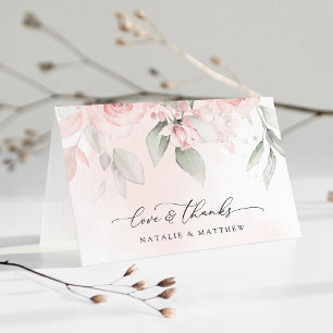 Carte De Remerciements Fleurs Rouges, Fleurs Roses, Verdure, Mariage
