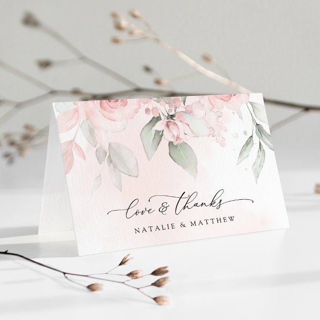 Carte De Remerciements Fleurs Rouges, Fleurs Roses, Verdure, Mariage (Créateur téléchargé)