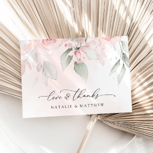 Carte De Remerciements Fleurs Rouges, Fleurs Roses, Verdure, Mariage
