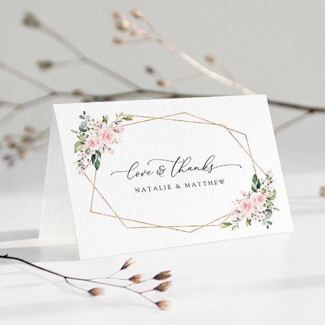 Carte De Remerciements Fleurs Rouges, Fleurs Roses, Verdure, Mariage (Créateur téléchargé)
