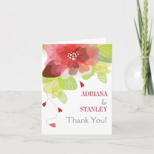 Carte De Remerciements Fleurs rouges florale printemps mariage Remercieme