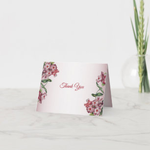 Carte De Remerciements Fleurs Rouges Roses Florales Feuilles Vertes Maria