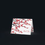 Carte De Remerciements Fleurs rouges Sakura Fleurs cerises fleurs Mariage<br><div class="desc">Illustration originale de belles fleurs de cerisiers rouges ou de fleurs de sakura à ressort avec branches noires sur un arrière - plan blanc clair. C'est un mariage moderne merci carte de note pliée. L'intérieur et l'arrière de la carte sont dotés d'une photo à fond de saignement du couple mariage....</div>