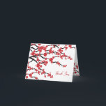 Carte De Remerciements Fleurs rouges Sakura Fleurs cerises fleurs Mariage<br><div class="desc">Illustration originale de belles fleurs de cerisiers rouges ou de fleurs de sakura à ressort avec branches noires sur un arrière - plan blanc clair. C'est un mariage moderne merci carte de note pliée. L'intérieur et l'arrière de la carte sont dotés d'une photo à fond de saignement du couple mariage....</div>