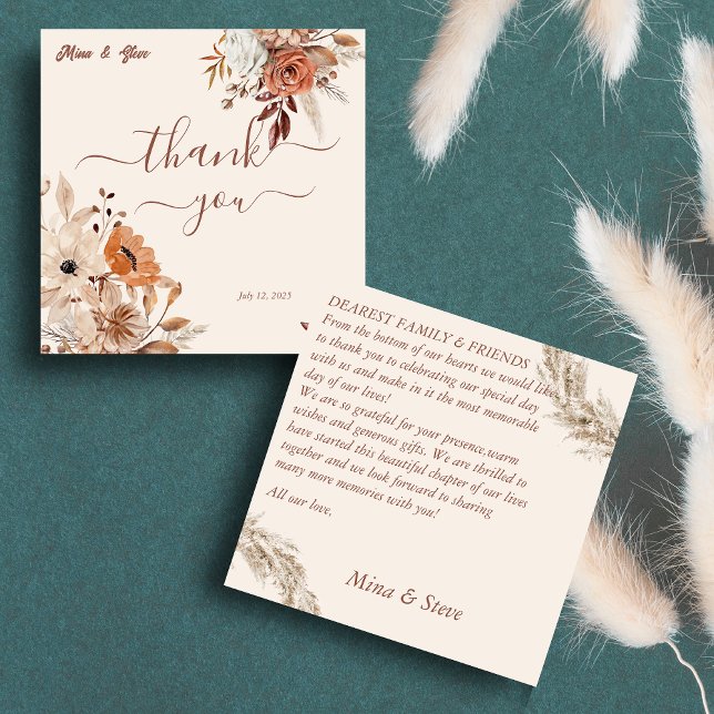 Carte De Remerciements Fleurs rustiques automnales bohèmes fantaisistes (Créateur téléchargé)