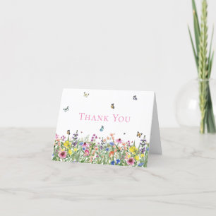Carte De Remerciements Fleurs sauvages à l'aquarelle moderne