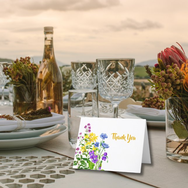 Carte De Remerciements Fleurs sauvages aquarelle élégantes remerciements  (Créateur téléchargé)