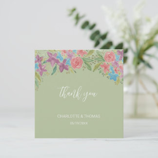 Carte De Remerciements Fleurs sauvages boho artistiques aquarelle peintes