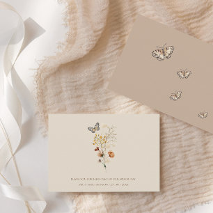 Carte De Remerciements Fleurs sauvages Brown rustiques et Mariage de papi