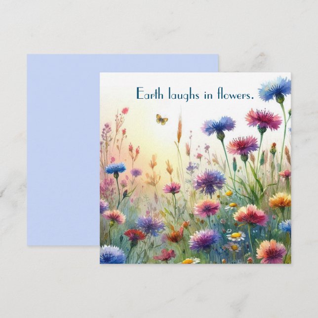 Carte De Remerciements Fleurs sauvages & Citation	 (Devant / Derrière)