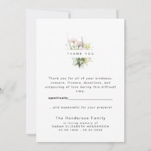 Carte De Remerciements Fleurs Sauvages Colorées Remerciement Funéraire