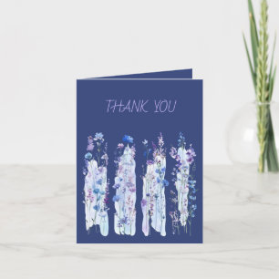 Carte De Remerciements Fleurs sauvages coups de pinceau violet et bleu