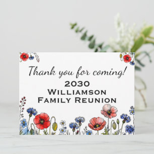 Carte De Remerciements Fleurs sauvages de coquelicot rouge de remerciemen