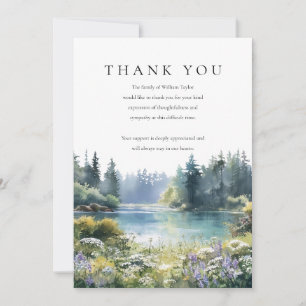 Carte De Remerciements Fleurs sauvages de la forêt  Lac Deuil Funérailles