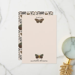 Carte De Remerciements Fleurs sauvages de papillon de nuit bohème moderne