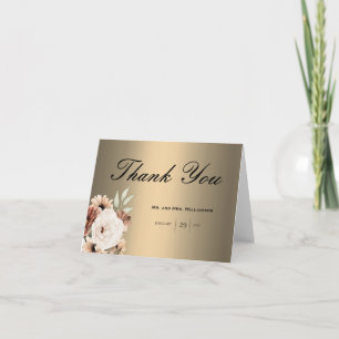 Carte De Remerciements Fleurs sauvages élégants sur Mariage Gold Boho Me
