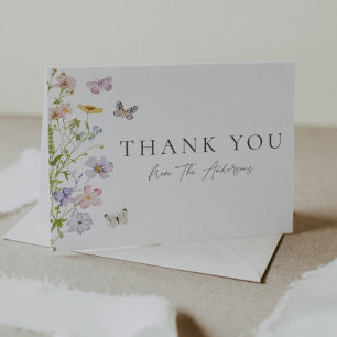 Carte De Remerciements Fleurs sauvages et papillons remercient Shower