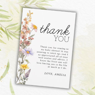 Carte De Remerciements Fleurs sauvages Jaune Lavande Élégant Baby shower
