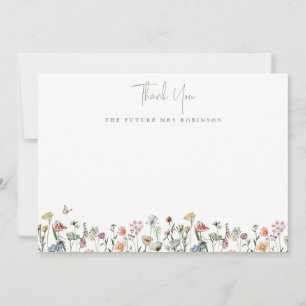 Carte De Remerciements Fleurs sauvages Mariage Futur Mme Personnalisé