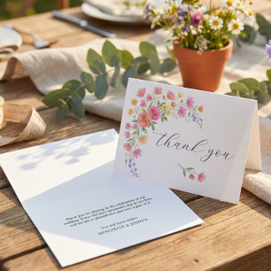 Carte De Remerciements Fleurs sauvages rose orange mariage floral