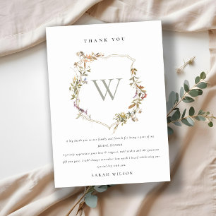 Carte De Remerciements Fleurs sauvages rose poudré pour mariage