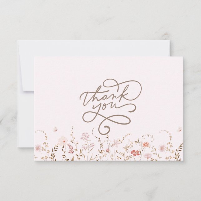 Carte De Remerciements Fleurs sauvages rustiques avec photo florale bohèm (Devant)