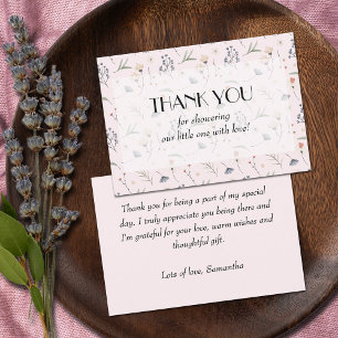 Carte De Remerciements Fleurs sauvages sur le Baby shower de fille rose