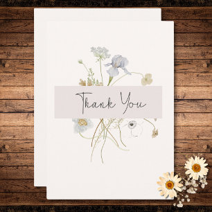 Carte De Remerciements Fleurs sauvages sur Mariage Cream