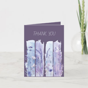 Carte De Remerciements Fleurs Sauvages Traits de Pinceau Violettes et Lav