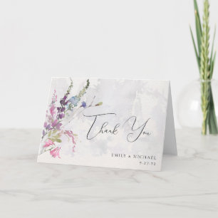 Carte De Remerciements Fleurs Sauvages Vibrantes Rose Violet Jaune