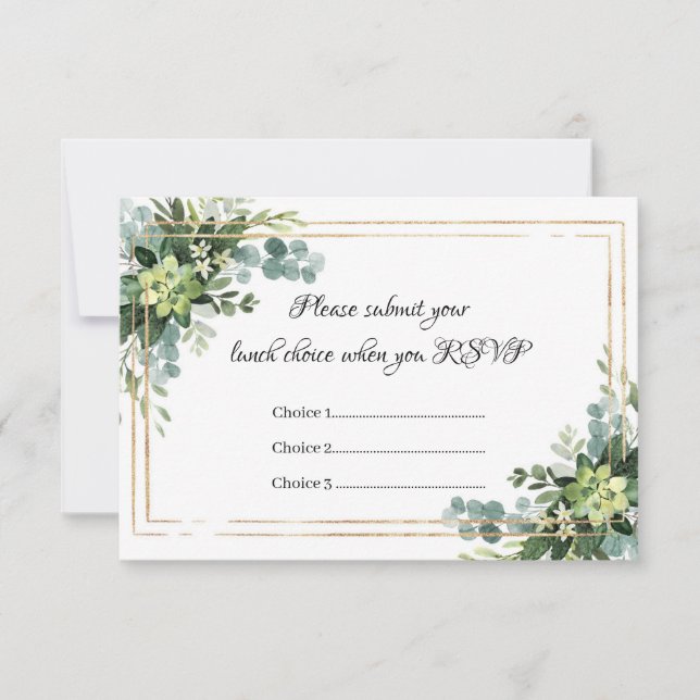 Carte De Remerciements Fleurs Succulentes or cadre de repas options RSVP (Devant)