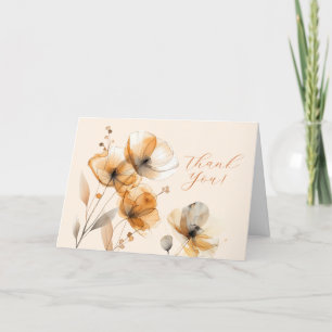 Carte De Remerciements Fleurs sur Crème, Votre Logo, Code QR, Nom de l'en