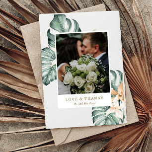 Carte De Remerciements Fleurs Tropicales Botaniques Mariage Or Mauve 