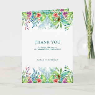 Carte De Remerciements Fleurs tropicales colorées bordure