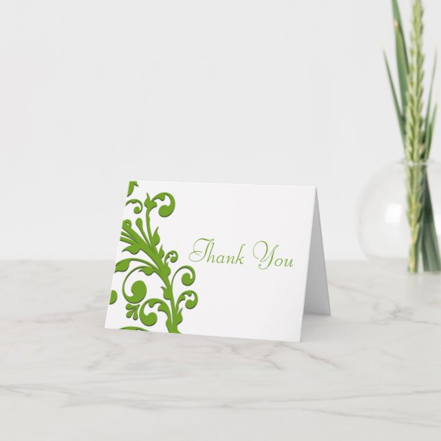 Carte De Remerciements Fleurs Vertes Élégantes (Devant)