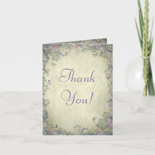 Carte De Remerciements Fleurs Vintage & Remerciements de Mariage de Papil