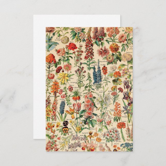 Carte De Remerciements Fleurs vintages (Devant / Derrière)
